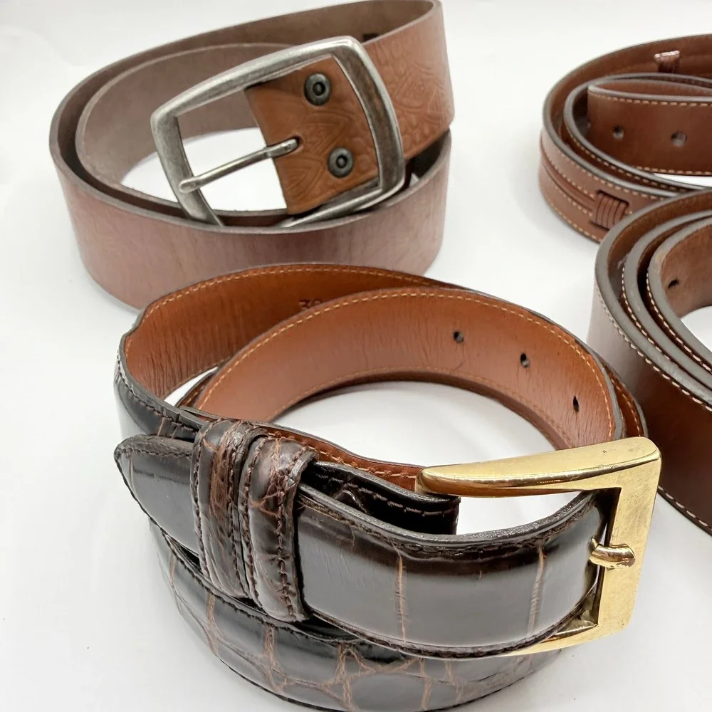 Mens Leather‎ Belt Bundle 4pc Cole Haan Tommy Bahama Alligator Embossed Size 38